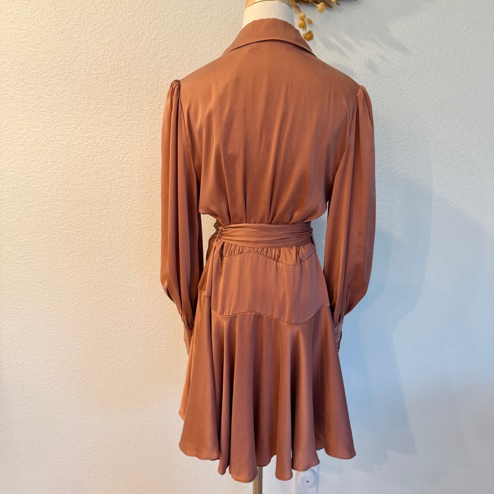 🩷 Zimmermann Silk Wrap Sash Tie Mini Dress Rose Pink AU 1 Small S - Picture 9 of 16